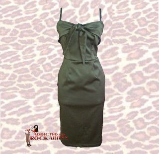 Lucky 13 olive green Pucker Up Dress vintage reproduction wiggle Small