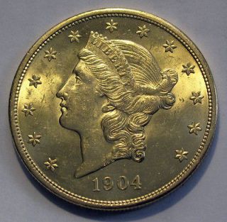 1904 USA $20 DOLLARS GOLD DOUBLE EAGLE LUSTER UNC   MS SUPERB