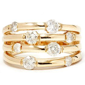 00CT Journey Diamond Ring 14K Yellow Gold NATURAL Diamond WIDE Right 
