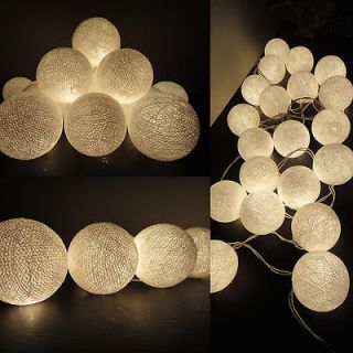 20 White Lantern Tone Handmade Cotton Balls Fairy String Lights Home 