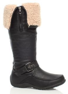 womens winter fur ladies zip calf flat knee boots size