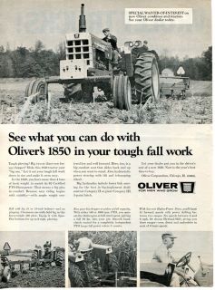 1968 oliver 1850 farm tractor ad w 568 plow time