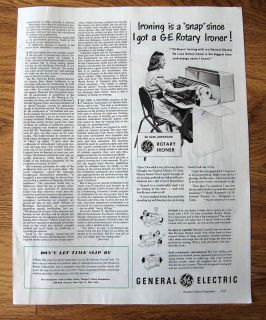 1949 ge general electric rotary ironer ad 