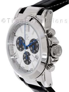 NEW GUESS COLLECTION GC SS CHRONOGRAPH MEN BLACK LEATHER STRAP WATCH 