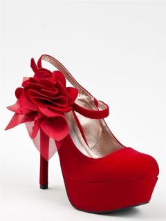 NEW QUPID Women Platform High Heel Stiletto Rose Pump Sexy Shoe sz Red 