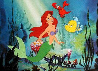 Disney Fine Art Lithograph Print Ariel Little Mermaid Sebastian 