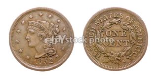 1852, Braided Hair Cent