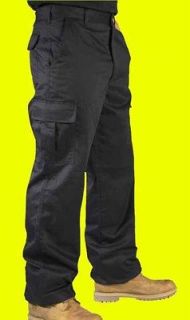 Mens Cargo Combat Black Work Trousers Size 30 Inch Waist / Short Leg