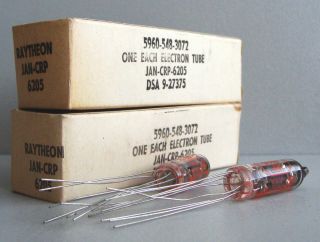 Raytheon JAN CRP 6205 (EF734) tubes, NIB, 1966 (sub for 5840 and 