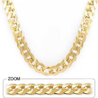 104.00gm 14k Yellow Gold Mens Italian Flat Cuban Necklace Chain 24 