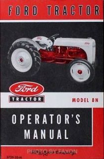 Ford Tractor Model 8N Operator Manual 1948 1952 Operators Guide Book