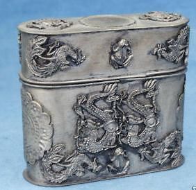 old tibet silver cigarette case dragon box 