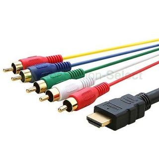 5Ft HDMI Male to 5RCA 5 RCA Audio Video AV Component Cable Gold Plated