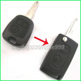   Folding Remote Key Case Shell For PEUGEOT 106 206 205 405 2 Buttons