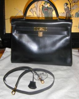 Hermes Kelly 32 cm Black calf skin Kelly bag gold hardware include 