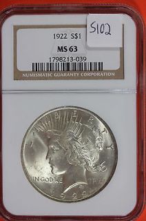 1922 P MS63 Peace Dollar NGC Graded & Certified Slab Not A Junk Coin 