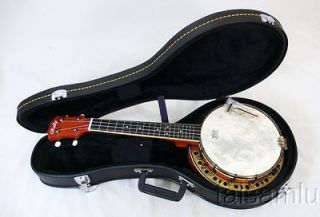 Nice Ukulele banjo, maple woods, antique brass color, open geared 