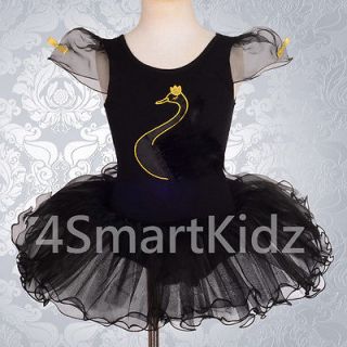 Swan Ballet Tutu Dance Costume Fancy Party Dress Up Girl Size 4 Black 