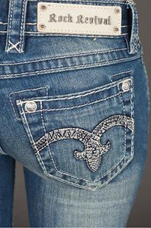 NWT ROCK REVIVAL Luara T2 Skinny Jeans Metallic Fluer De Lis Medium 