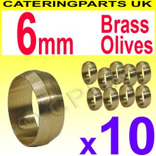Pack of 10 6mm BRASS OLIVES FOR COPPER TUBING / PIPEWORK / PILOT TUBE 