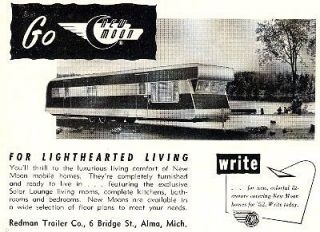 new moon travel trailer mobile home rv 1952 ad from