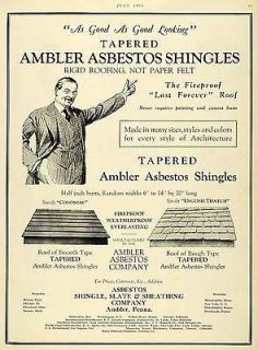1926 Ad Home Improvement Roofing Ambler Asbestos Shingles Tapered Roof 
