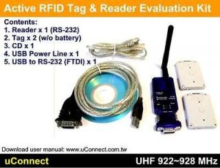   UHF Active RFID Tag and RS 232 Reader,922~928 MHz,RTLS,Dual CR 2032