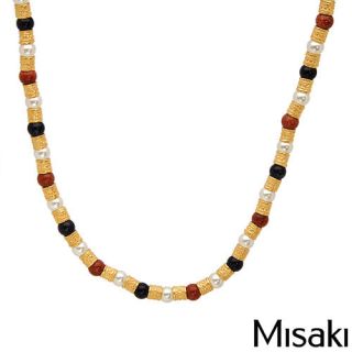 NEW $230 MISAKI Womens 14K GP Beads Gold Necklace Lustre Pearls