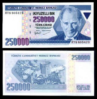 turkey 250000 250000 lirasi lira 1998 p 211 unc from