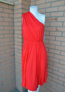 NEW 2012 Alice + Olivia Camara Poppy Red Orange One Shoulder Dress US 