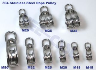  ,Single or Double Sheave,9 SIZE.304 Stainless Steel Rope Pulley Pully