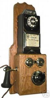 old wood metal rotary payphone phone  309
