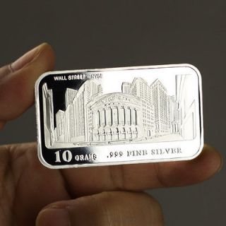 Newly listed 10 Grams .999 Fine Silver Bar / Wall Street   NYSE 