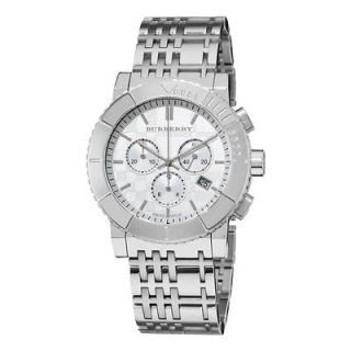 BURBERRY MENS STAINLESS STEEL SILVER DIAL CHRONO CALENDAR WATCH 