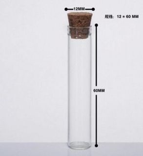 10 1000PCS Transparent glass bottle Cork Vial Pyrex 4ml 12*60mm