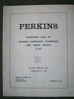 Genuine Perkins A6.354 workshop service Data book Truck Bus Lorry 