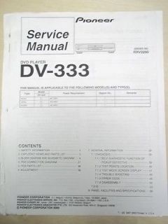 Pioneer Service Manual~DV 333/434 DVD Player~Original~Repair