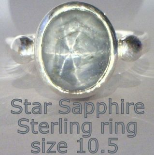 Untreated Gray Star Sapphire Handmade 925 Silver Flanked Gents Ring 