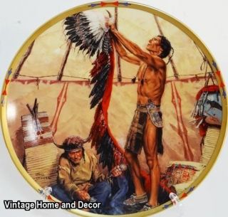 WAR BONNET CEREMONY In The Land of the Buffalo Lenox Plate by Tom 