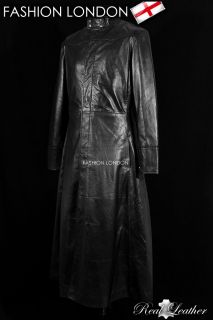 NEO Black Mens Lambskin MATRIX Full Length Real Leather Long Coat 