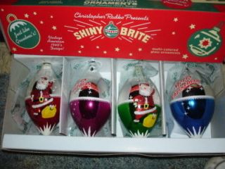 Radko~Shiny Brite~SANTA DROPS~BNIB~4 color~5 Ornaments~RETIRED