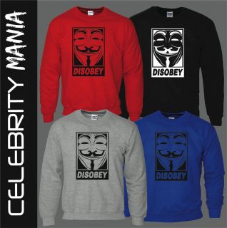 FOR VENDETTA DISOBEY MASK THE GUY FAWKES ANONYMOUS JUMPER SWEATER 
