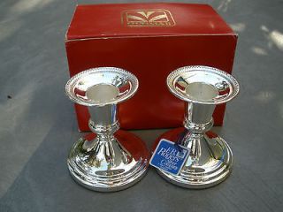 Rogers Silver Company Plated Zinc England Pair Candlestick Holder 