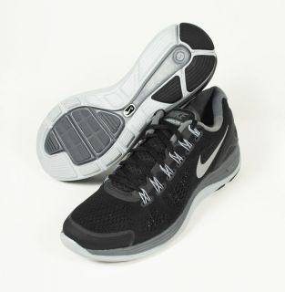 Nike Lunarglide+ 4 524977 001 Black Silver Dark Wolf Grey Mens Running 