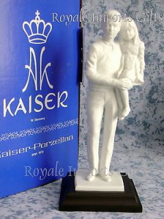 Kaiser Porcelain Father Daughter White Porcelain Wood Base Limited NIB 