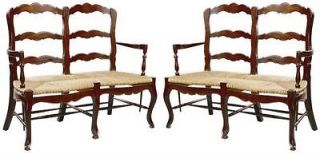 NEW SOLID MAHOGANY FRENCH PROVINCIAL SETTEE/BENCH, RUSH SEAT, FRENCH 