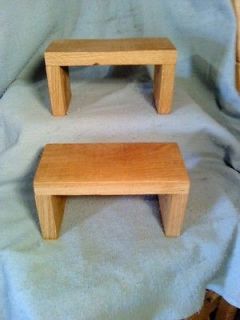Set of 2 Handmade Oak plant stands mini accent tables pedestal riser 