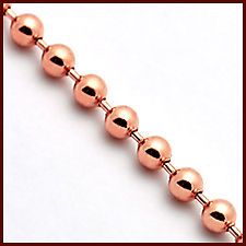 REAL 14K Pink Rose Gold Army Bead Ball Mens Chain Link Necklace 30 