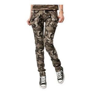 Ladies Womens Desert Camouflage Slim Fit Cargo Jeans Military Pants 