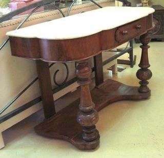 antique walnut console marble top hall table hand carved time